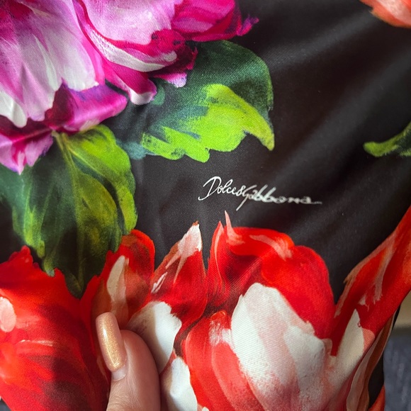 Dolce & Gabbana Floral-Printed Satin Mini Dress size 44 8 NEW long sleeve - Picture 7 of 13